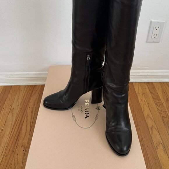 PRADA knee high leather boots Size 40/9.5 US ($1600) - Picture 1 of 11